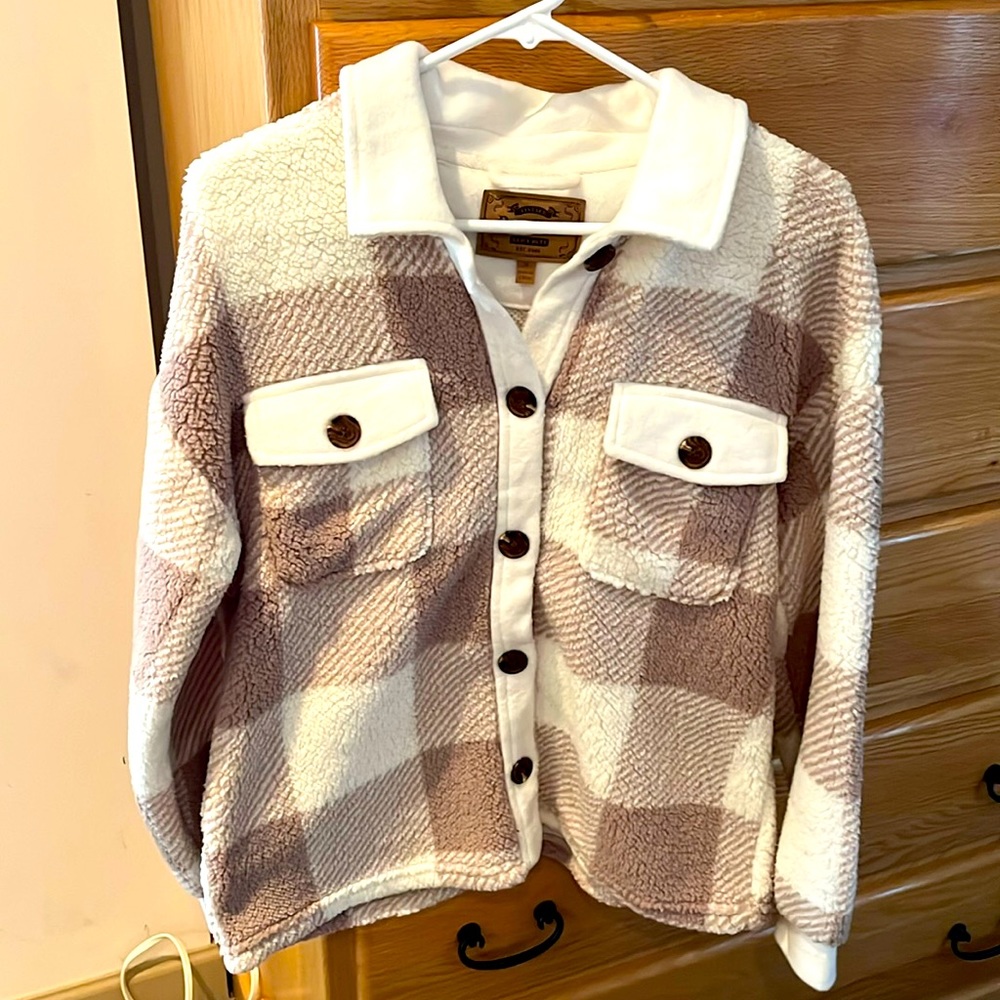 Fleece brown and cream button up jacket